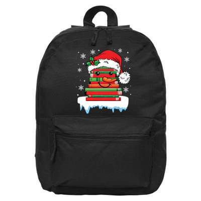 Librarian Book Santa Hat Reader Snow Pajamas Christmas 16 in Basic Backpack