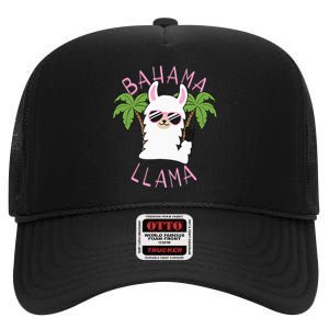 Llama Bahamas Souvenir Travel Vacation Bahamian Flag Nassau High Crown Mesh Back Trucker Hat