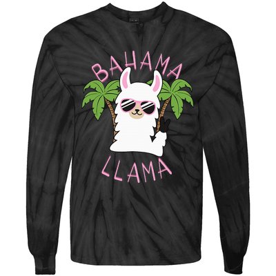 Llama Bahamas Souvenir Travel Vacation Bahamian Flag Nassau Tie-Dye Long Sleeve Shirt