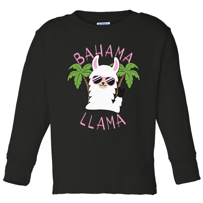 Llama Bahamas Souvenir Travel Vacation Bahamian Flag Nassau Toddler Long Sleeve Shirt