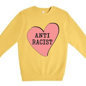 Love Blm Support Racial Equality Protest Heart Anti Racist Premium Crewneck Sweatshirt