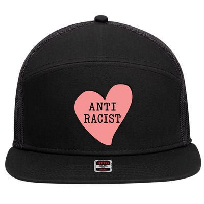 Love Blm Support Racial Equality Protest Heart Anti Racist 7 Panel Mesh Trucker Snapback Hat