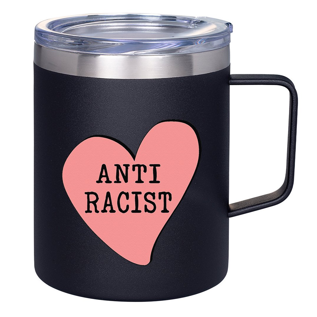 Love Blm Support Racial Equality Protest Heart Anti Racist 12oz Stainless Steel Coffee Mug