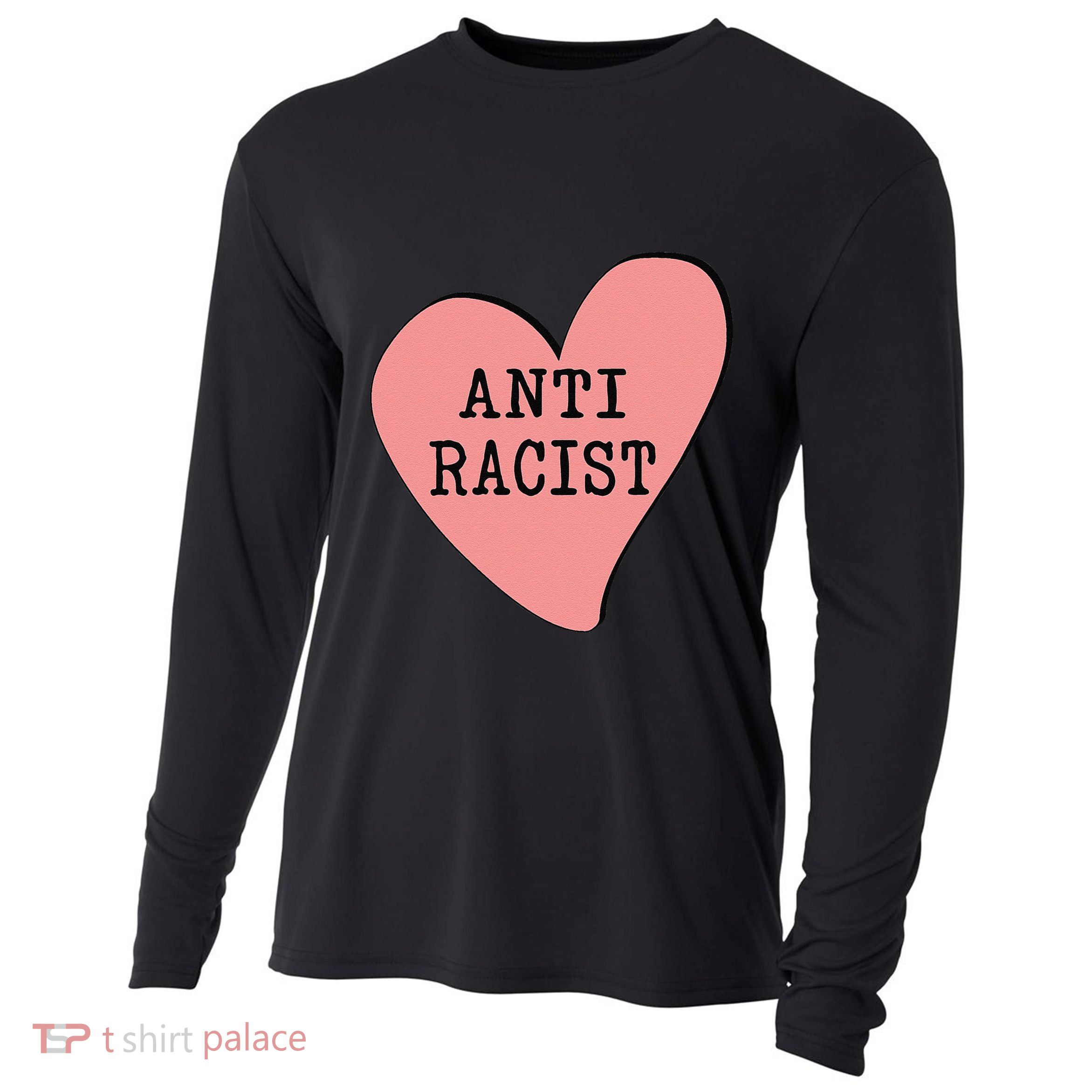 Love Blm Support Racial Equality Protest Heart Anti Racist Cooling Performance Long Sleeve Crew