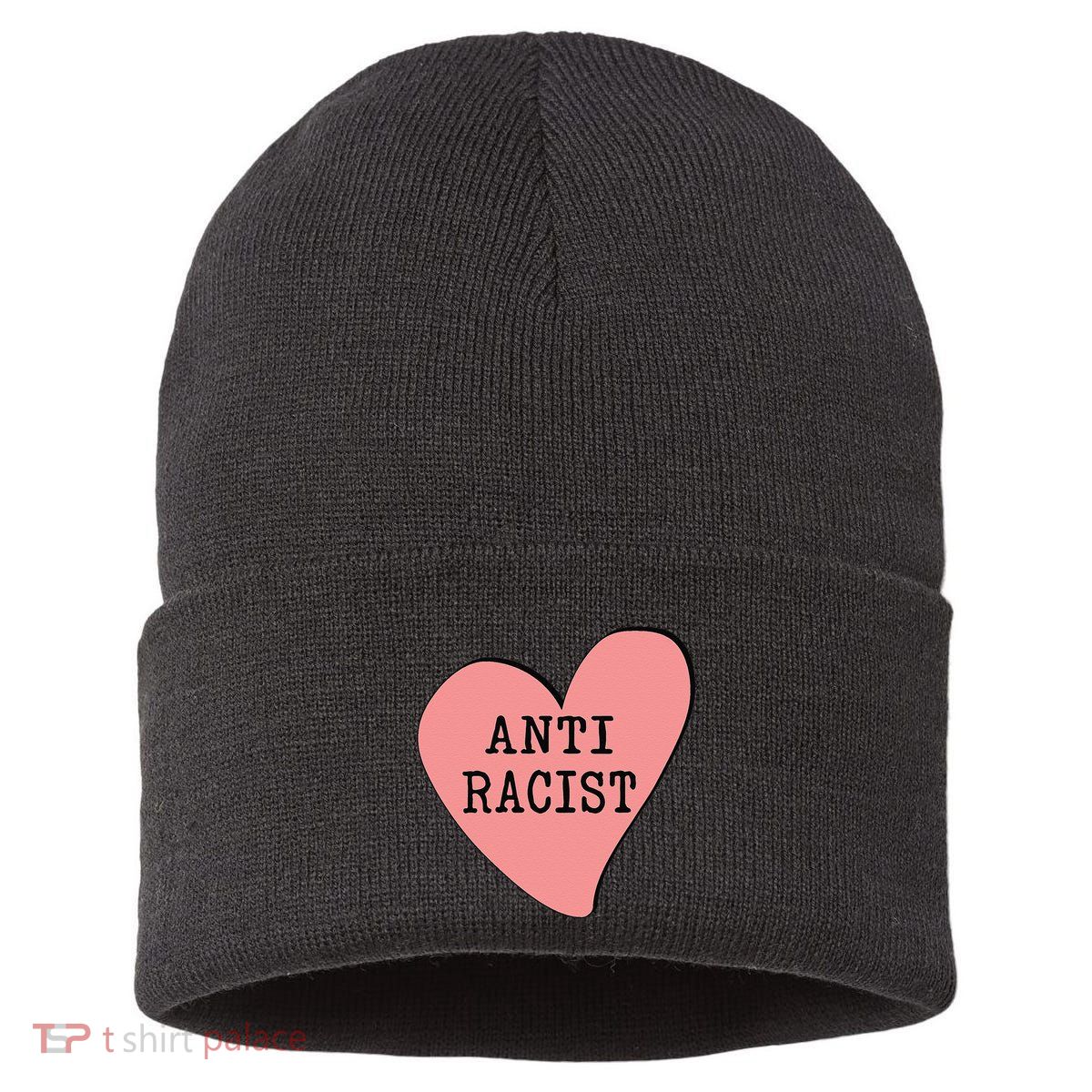 Love Blm Support Racial Equality Protest Heart Anti Racist Sustainable Knit Beanie