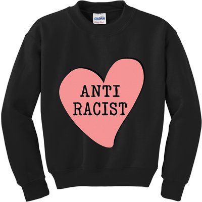 Love Blm Support Racial Equality Protest Heart Anti Racist Kids Sweatshirt