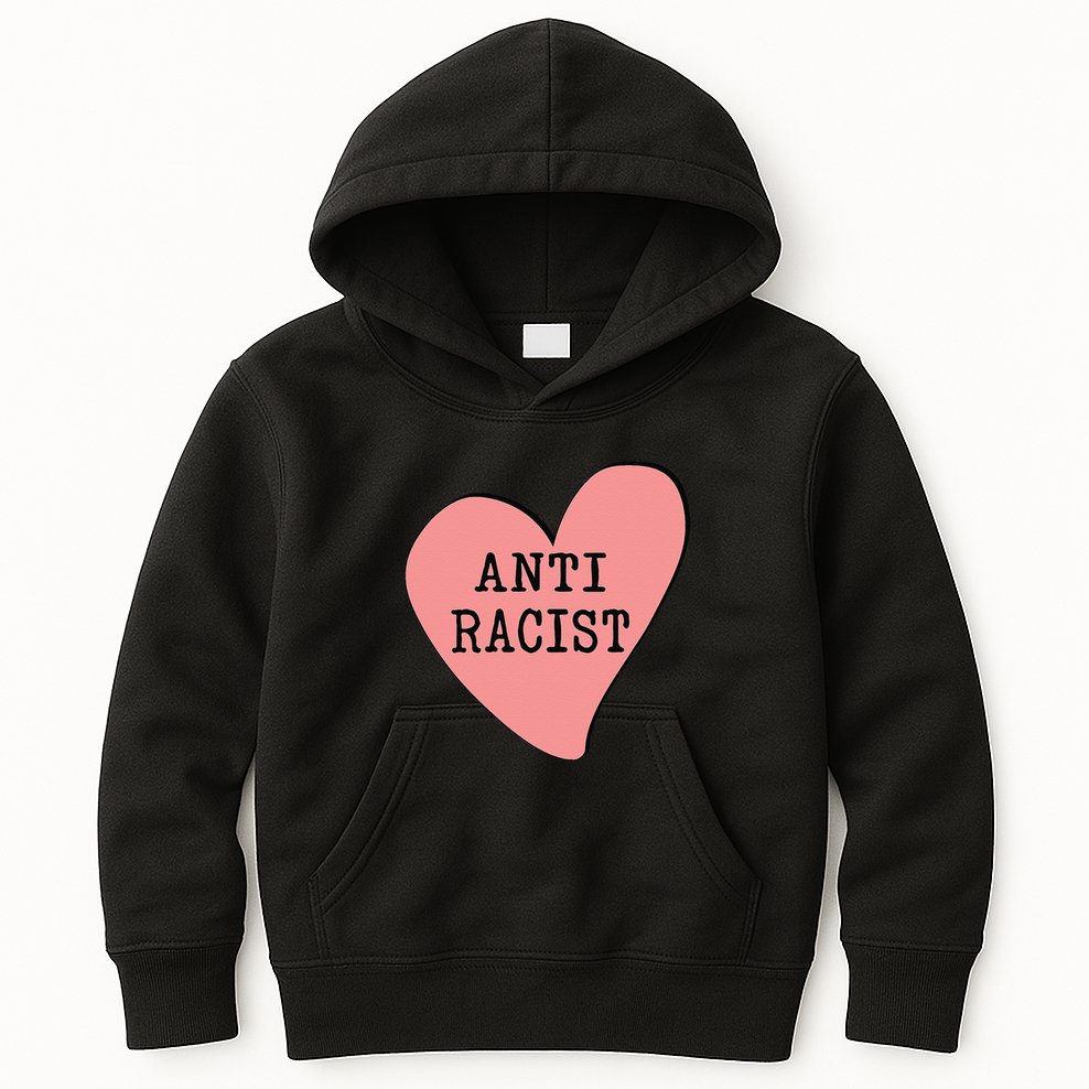 Love Blm Support Racial Equality Protest Heart Anti Racist Kids Hoodie