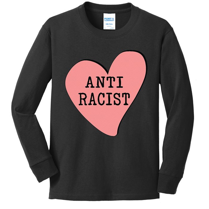 Love Blm Support Racial Equality Protest Heart Anti Racist Kids Long Sleeve Shirt