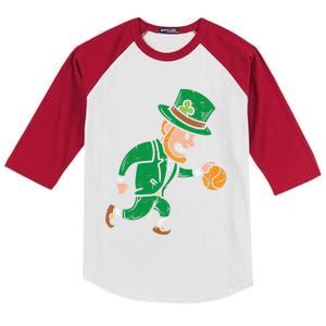 Leprechaun Basketball St Patricks Day Sport Gift Kids Colorblock Raglan Jersey