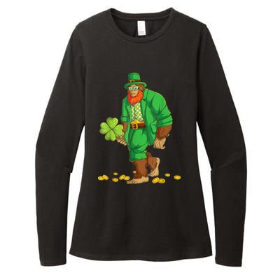 Leprechaun Bigfoot Shamrock St Patricks Day Sasquatch Womens CVC Long Sleeve Shirt