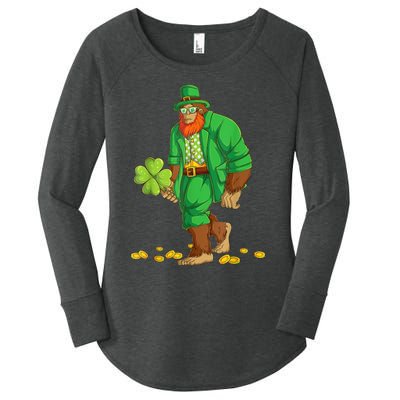 Leprechaun Bigfoot Shamrock St Patricks Day Sasquatch Women's Perfect Tri Tunic Long Sleeve Shirt