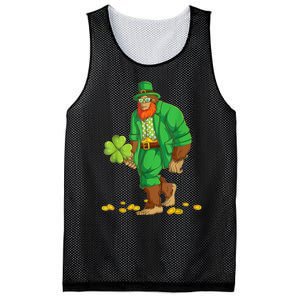 Leprechaun Bigfoot Shamrock St Patricks Day Sasquatch Mesh Reversible Basketball Jersey Tank