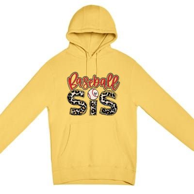 Leopard Baseball Sis Vintage Sport Lover Sister Mothers Day Premium Pullover Hoodie