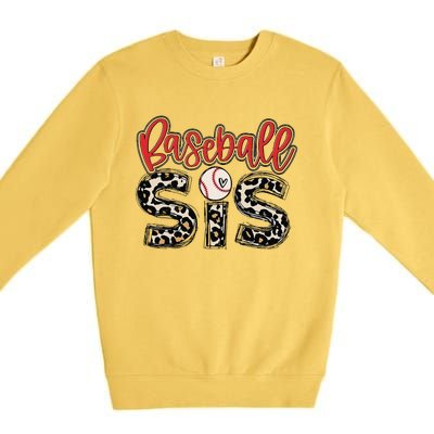 Leopard Baseball Sis Vintage Sport Lover Sister Mothers Day Premium Crewneck Sweatshirt