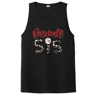 Leopard Baseball Sis Vintage Sport Lover Sister Mothers Day PosiCharge Competitor Tank