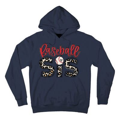 Leopard Baseball Sis Vintage Sport Lover Sister Mothers Day Tall Hoodie