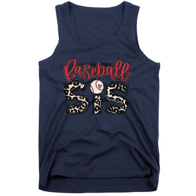 Leopard Baseball Sis Vintage Sport Lover Sister Mothers Day Tank Top