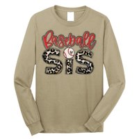 Leopard Baseball Sis Vintage Sport Lover Sister Mothers Day Long Sleeve Shirt