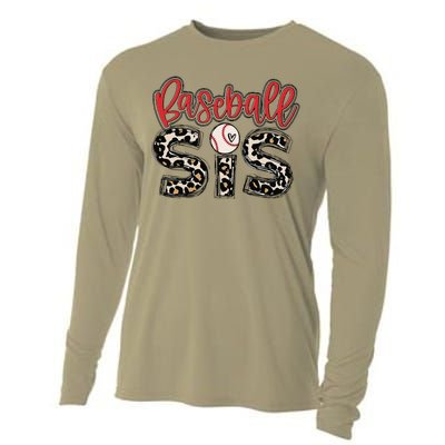 Leopard Baseball Sis Vintage Sport Lover Sister Mothers Day Cooling Performance Long Sleeve Crew