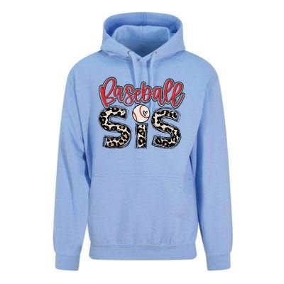 Leopard Baseball Sis Vintage Sport Lover Sister Mothers Day Unisex Surf Hoodie