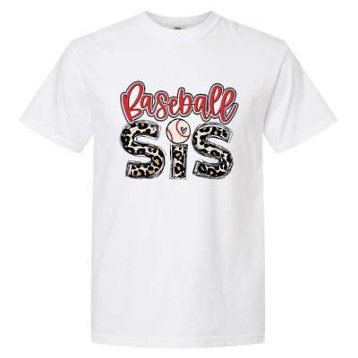 Leopard Baseball Sis Vintage Sport Lover Sister Mothers Day Garment-Dyed Heavyweight T-Shirt