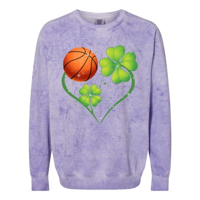 Love Basketball Shamrock Clover Saint Patrick's Day Gift Colorblast Crewneck Sweatshirt