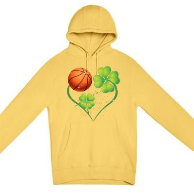 Love Basketball Shamrock Clover Saint Patrick's Day Gift Premium Pullover Hoodie