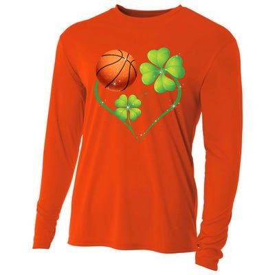 Love Basketball Shamrock Clover Saint Patrick's Day Gift Cooling Performance Long Sleeve Crew