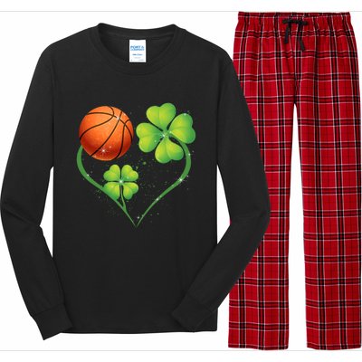 Love Basketball Shamrock Clover Saint Patrick's Day Gift Long Sleeve Pajama Set