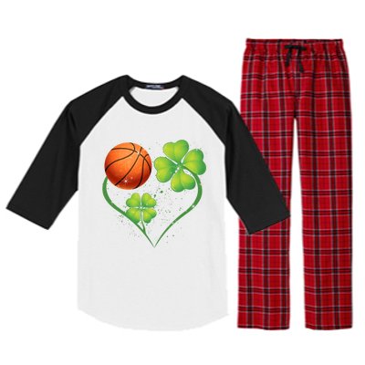 Love Basketball Shamrock Clover Saint Patrick's Day Gift Raglan Sleeve Pajama Set