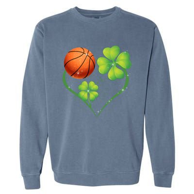 Love Basketball Shamrock Clover Saint Patrick's Day Gift Garment-Dyed Sweatshirt