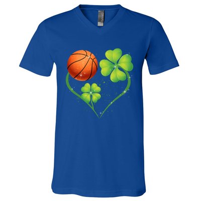 Love Basketball Shamrock Clover Saint Patrick's Day Gift V-Neck T-Shirt