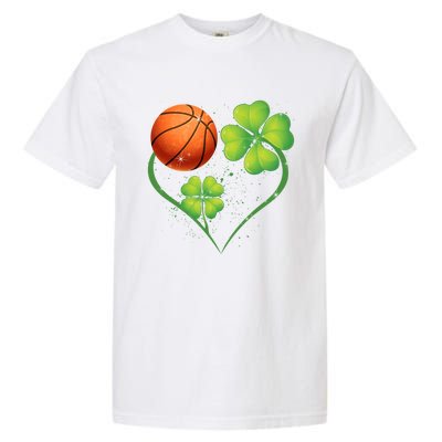 Love Basketball Shamrock Clover Saint Patrick's Day Gift Garment-Dyed Heavyweight T-Shirt