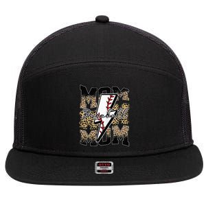 Leopard Baseball Softball Lightning Mom Retro Mother's Day 7 Panel Mesh Trucker Snapback Hat