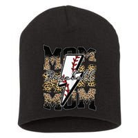 Leopard Baseball Softball Lightning Mom Retro Mother's Day Short Acrylic Beanie