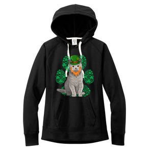 Leprechaun British Shorthair St Patricks Day Shamrock Paw Great Gift Women's Fleece Hoodie