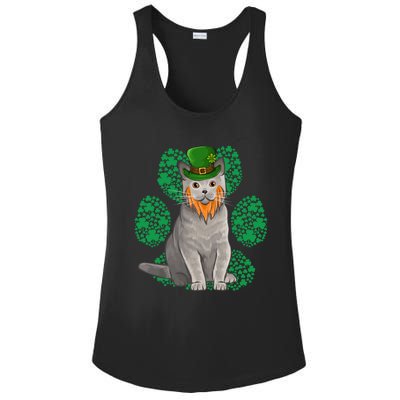 Leprechaun British Shorthair St Patricks Day Shamrock Paw Great Gift Ladies PosiCharge Competitor Racerback Tank