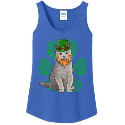 Leprechaun British Shorthair St Patricks Day Shamrock Paw Great Gift Ladies Essential Tank