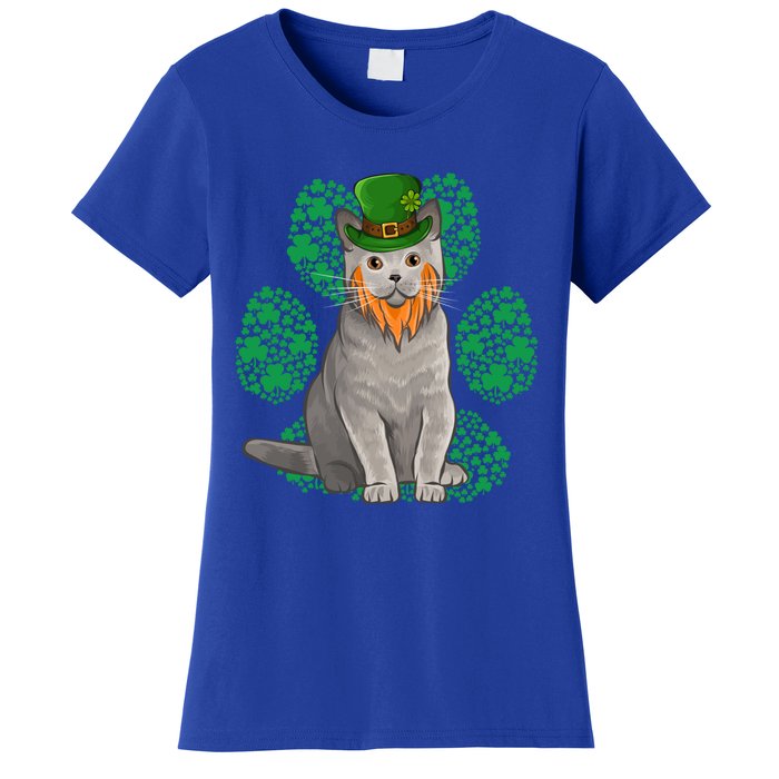 Leprechaun British Shorthair St Patricks Day Shamrock Paw Great Gift Women's T-Shirt