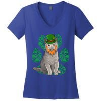 Leprechaun British Shorthair St Patricks Day Shamrock Paw Great Gift Women's V-Neck T-Shirt