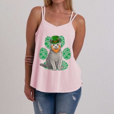 Leprechaun British Shorthair St Patricks Day Shamrock Paw Great Gift Women's Strappy Tank