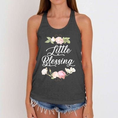 Little Blessing Son Daughter Newborn Family Gift Women's Knotted Racerback Tank