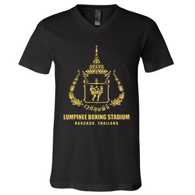 Lumpinee Boxing Stadium Bangkok Thailand Muay Thai Boxing V-Neck T-Shirt