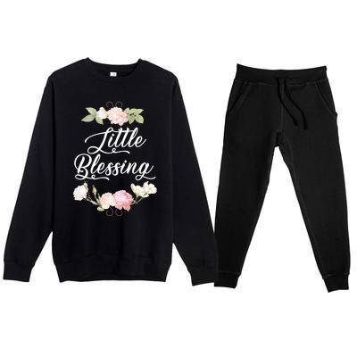 Little Blessing Son Daughter Newborn Family Gift Premium Crewneck Sweatsuit Set