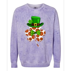 Leprechaun Basketball Shamrock St Patricks Day Irish Gift Colorblast Crewneck Sweatshirt