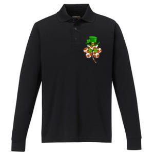 Leprechaun Basketball Shamrock St Patricks Day Irish Gift Performance Long Sleeve Polo