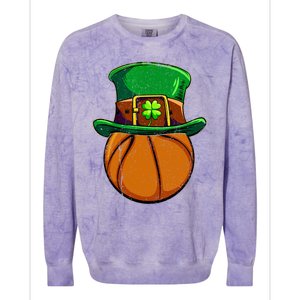 Leprechaun Basketball Shamrock St Patricks Day Irish Gift Cool Gift Colorblast Crewneck Sweatshirt