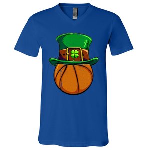 Leprechaun Basketball Shamrock St Patricks Day Irish Gift Cool Gift V-Neck T-Shirt