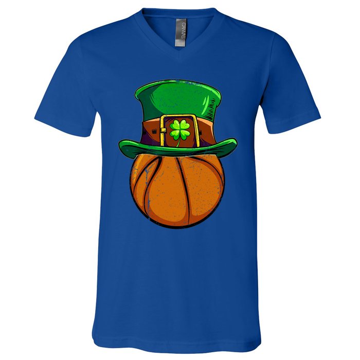 Leprechaun Basketball Shamrock St Patricks Day Irish Gift Cool Gift V-Neck T-Shirt