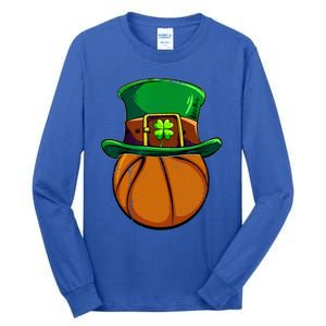 Leprechaun Basketball Shamrock St Patricks Day Irish Gift Cool Gift Tall Long Sleeve T-Shirt